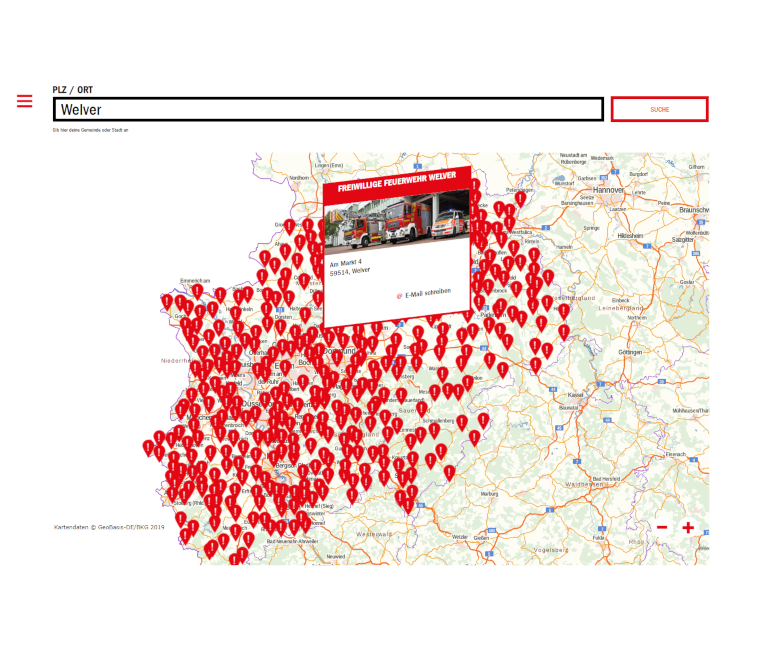 Übersichtskarte aller Feuerwehren - CHILICON IT SOLUTIONS | Webentwicklung Berlin